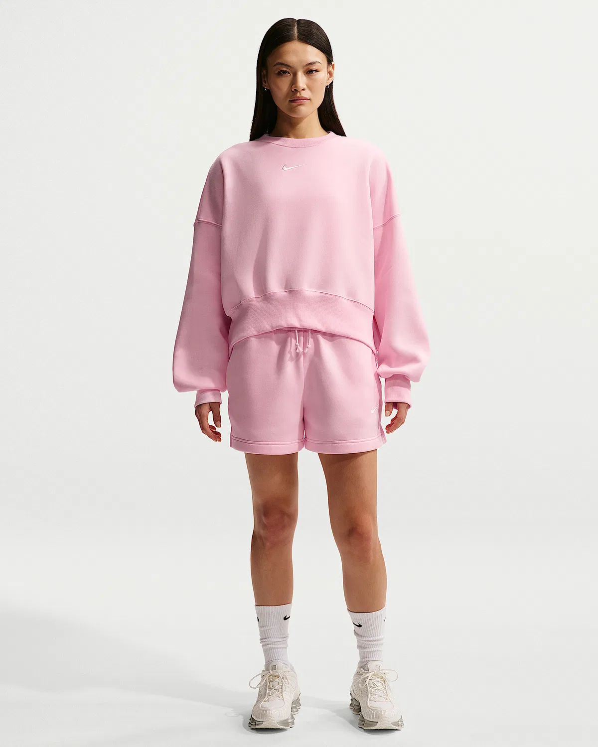 Женский оверсайз-свитшот с круглым вырезом Nike Sportswear Phoenix Fleece, Pink Foam/Sail — фото 4