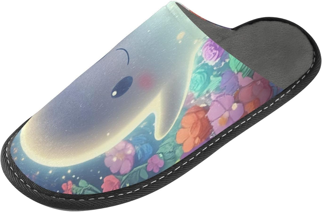 

FRMG Милые Хэллоуинские Привидения Цветочные Тапочки с Мехом Домашние Резиновая Подошва Комфортные для Дома и Улицы A2304590, A2304590a