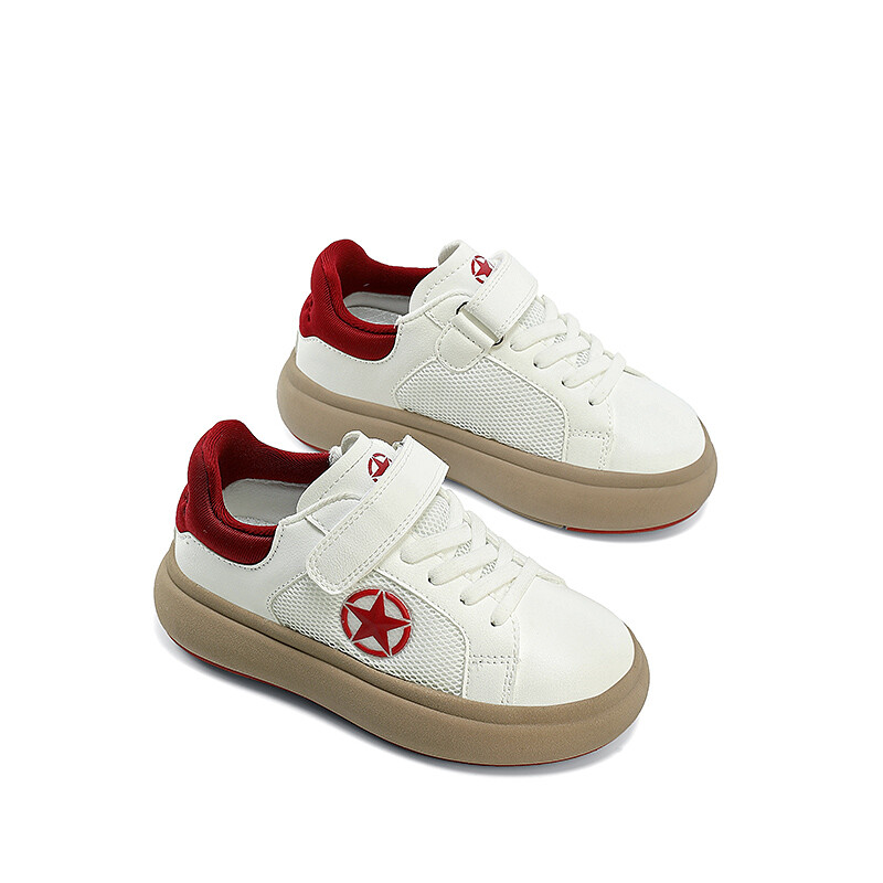 Детские кроссовки для скейтбординга Kids Low-top White Jeep, белый/красный — фото 3