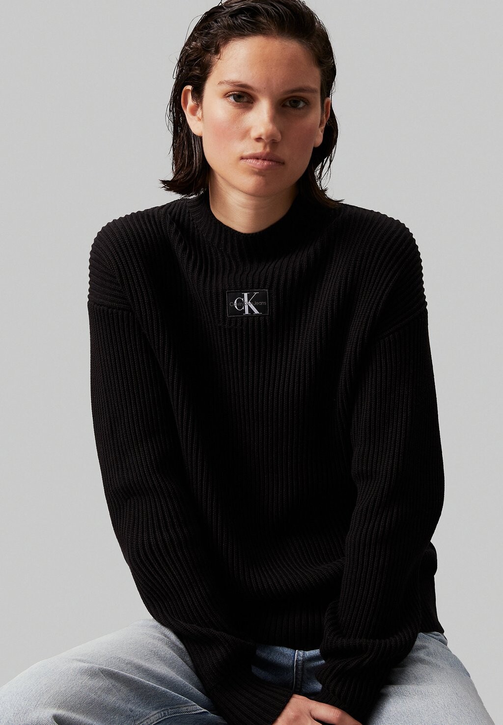 

Вязаный свитер LABEL LOOSE Calvin Klein, черный