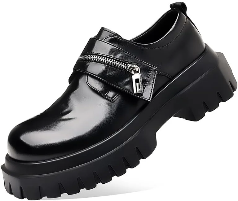 Туфли Men's Fashionable Lightweight Thick-Soled Casual Leather Shoes TGRNFHKPYY, черный