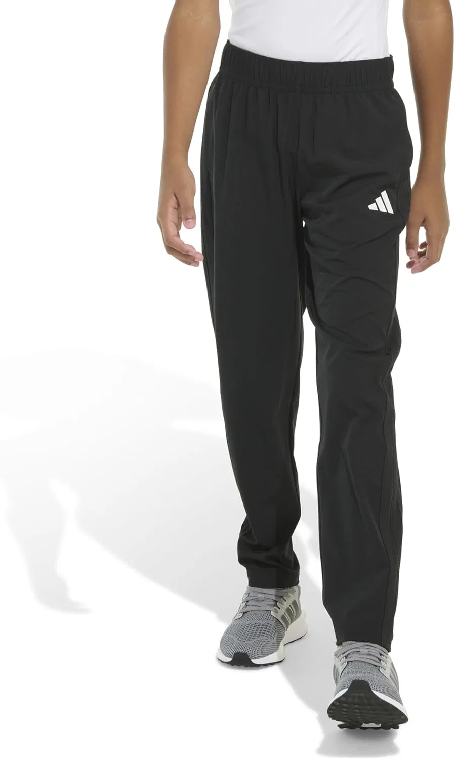 Детские брюки Adidas из эластичной ткани с тремя полосками, черный — фото 3