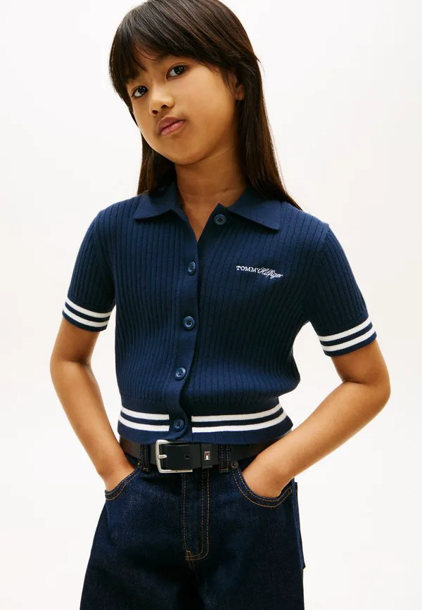 Кардиган-Поло с коротким рукавом и вышивкой логотипа. Tommy Hilfiger, Dark Night Navy
