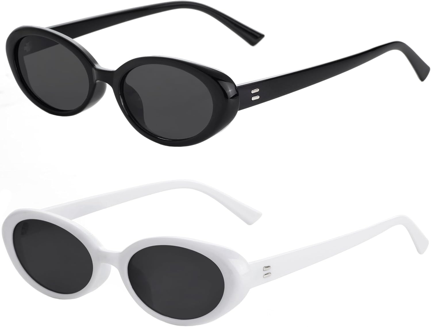 

Винтажные солнцезащитные очки Onrtry маленького овального размера для женщин и мужчин, 90-е годы, узкие очки, защита UV400, комплект из 2 штук, A05 Black/Grey+white/Grey