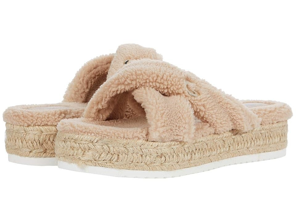 GBG Los Angeles Daphne Sandal Women's Beige Faux Fur Espadrile JOBB1343
