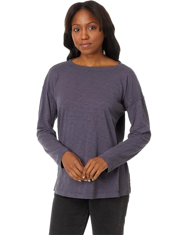 

Футболка Mod-o-doc Long Sleeve Open Crew Long Tee with Side Rib Insets, цвет Steel Armor