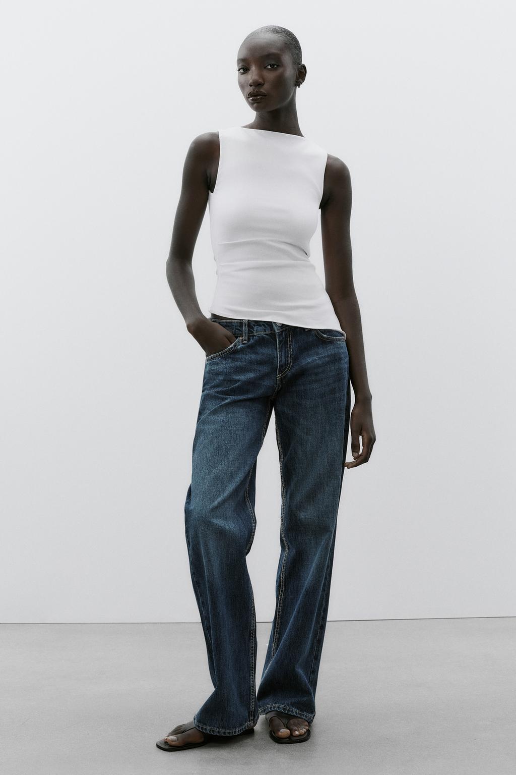 

Асимметричная футболка с драпировкой ZARA, белый