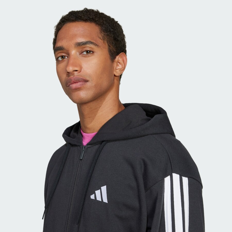 Свитер с капюшоном на молнии ADIDAS SPORTSWEAR Athletic Zip-Up Hoodie Essentials, черный — фото 3