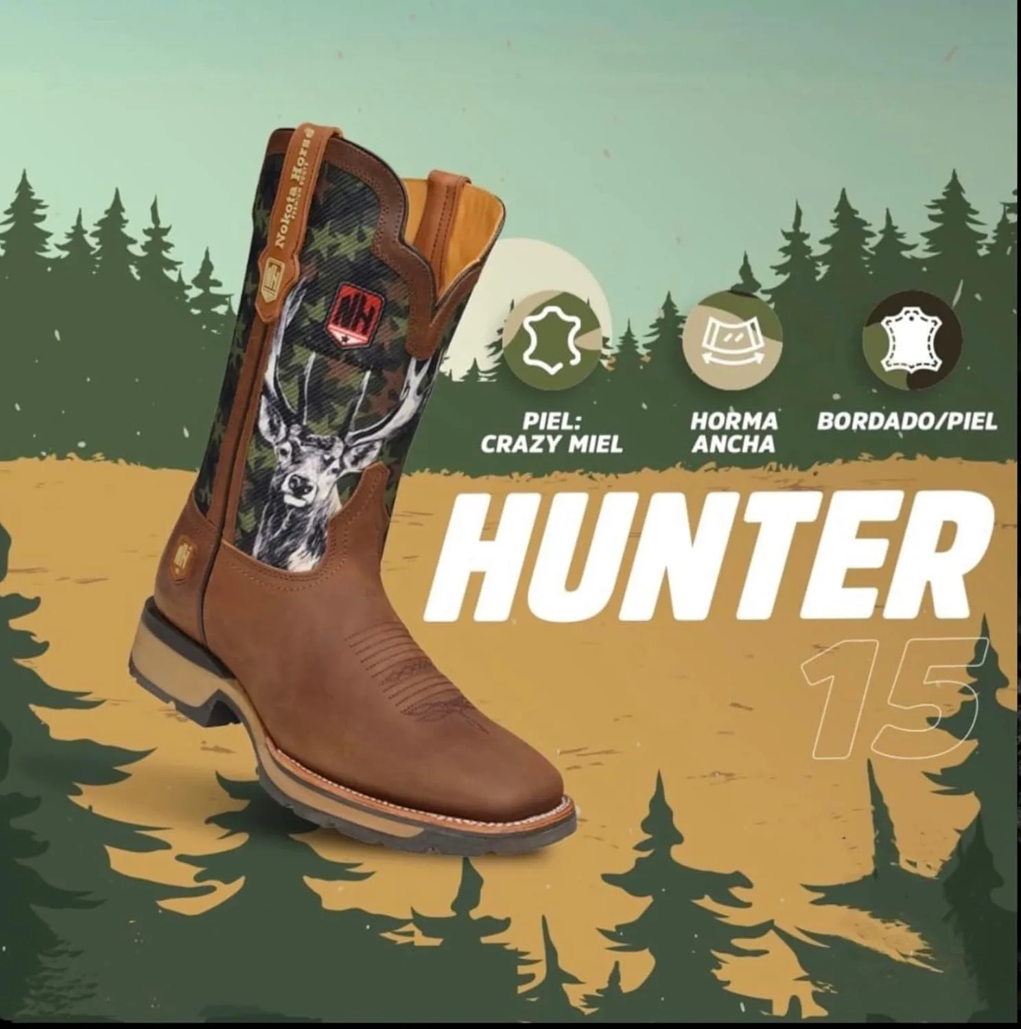Мужские премиальные сапоги KING USA TEXAS NK Hunter Shell Western из натуральной кожи с квадратным носком для охоты, родео, ранчо и работы ковбоя — фото 4
