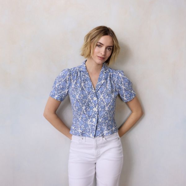 

Женская блузка с баской Lc Lauren Conrad, цвет peri diana diamond