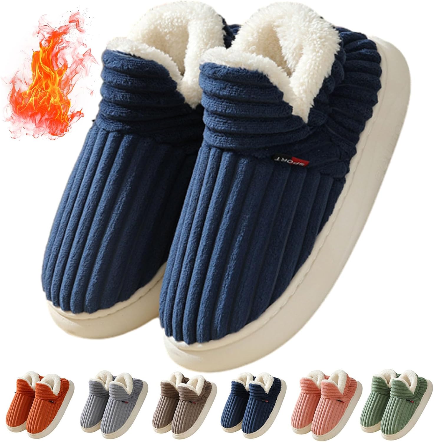 

Домашние тапочки-ботиночки, уютные, стильные, зимние, пушистые, теплые, с толстой подошвой, плюшевые, в виде облака, для мужчин и женщин Generic, синий