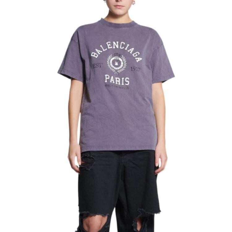 Футболка женская Balenciaga, фиолетовый / белый — фото 3