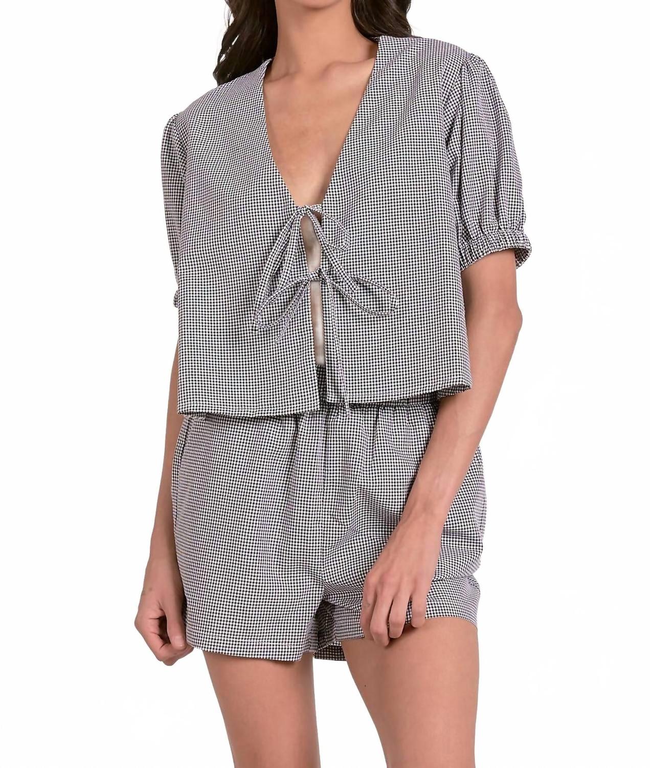 

Черный топ с коротким рукавом из пике ELAN