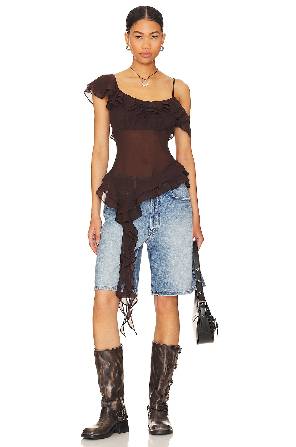 

Топ с оборками Jess от Lpa, chocolate brown