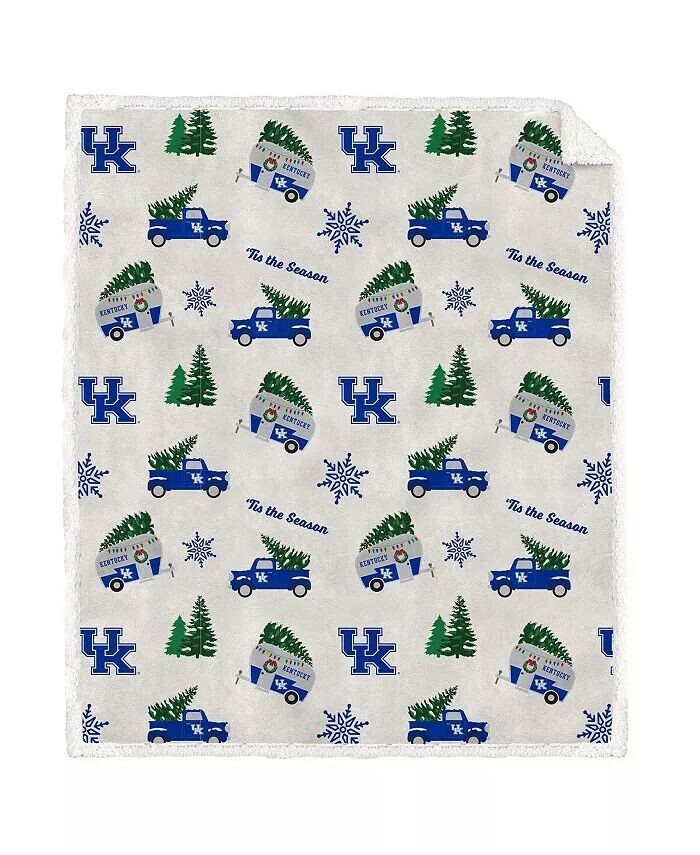 

Kentucky Wildcats Holiday Truck Повторное фланелевое флисовое одеяло из шерпы размером 50 x 60 дюймов Pegasus Home Fashions, белый