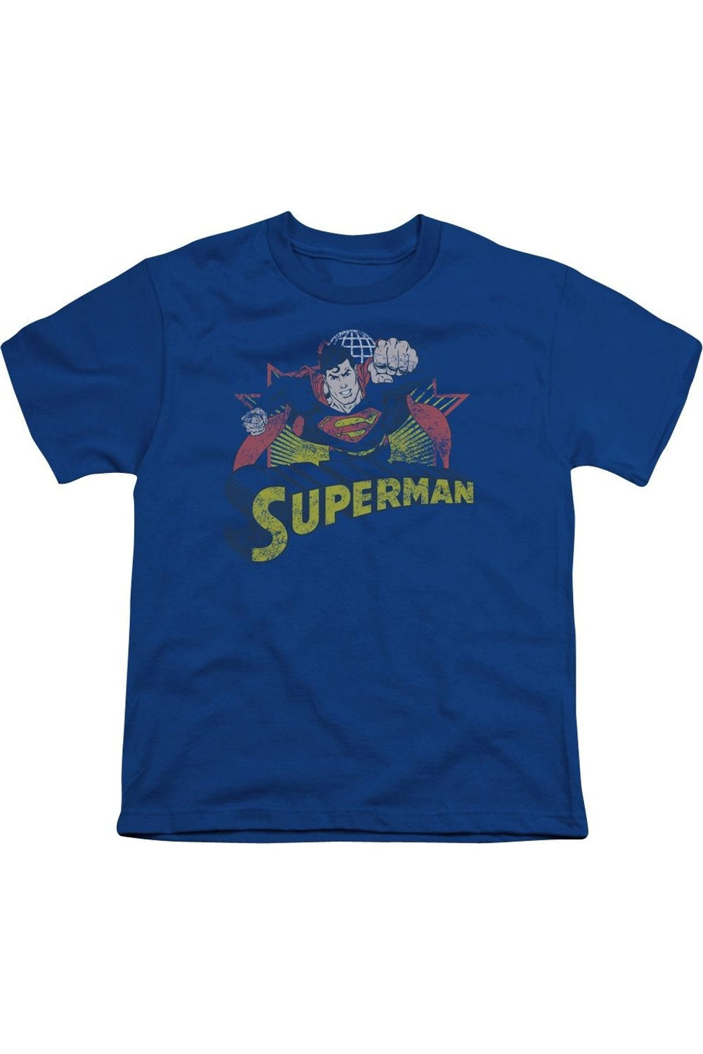 

Футболка с принтом "Лига справедливости Америки" - Супермен в стиле грубого дистресса Gildan, синий