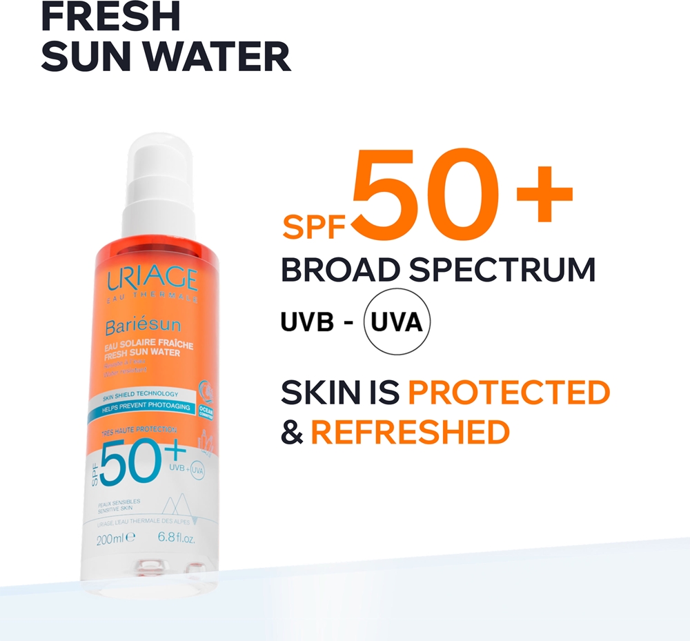 Bariésun fresh sun water spf50+ солнцезащитный спрей spf 50+ Uriage, 200 мл — фото 2