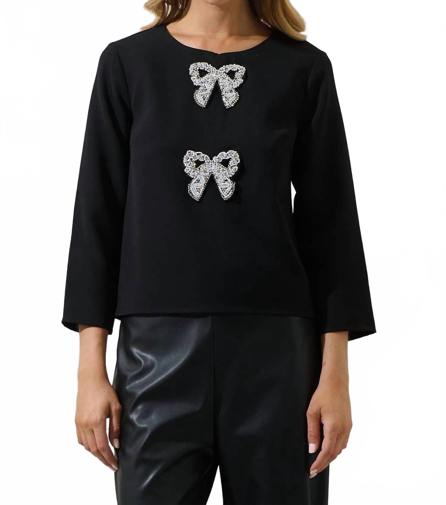 

SUGARLIPS Топ с длинными рукавами Kaida Bow Lumie, черный