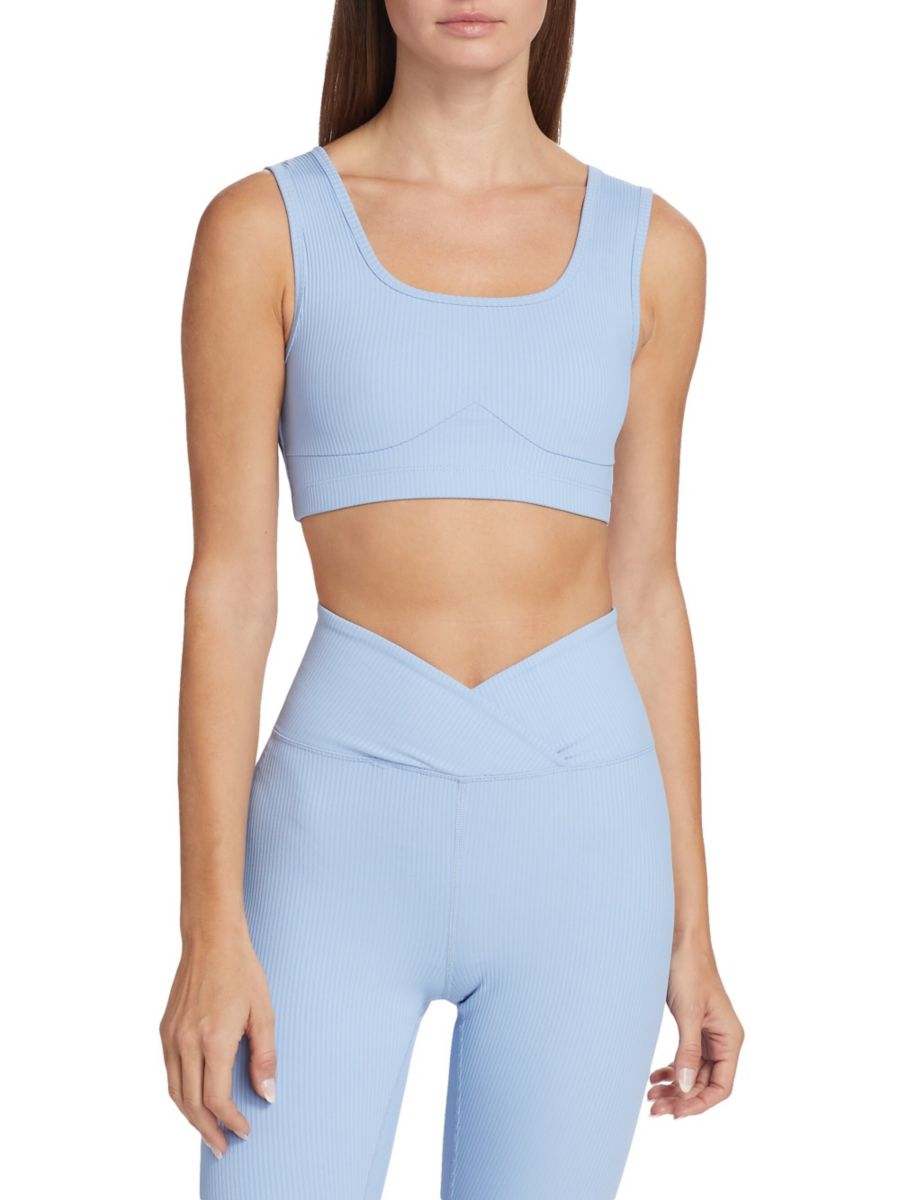 

Удлиненный спортивный бюстгальтер Gia Rib-Knit Year of Ours, цвет Baby Blue