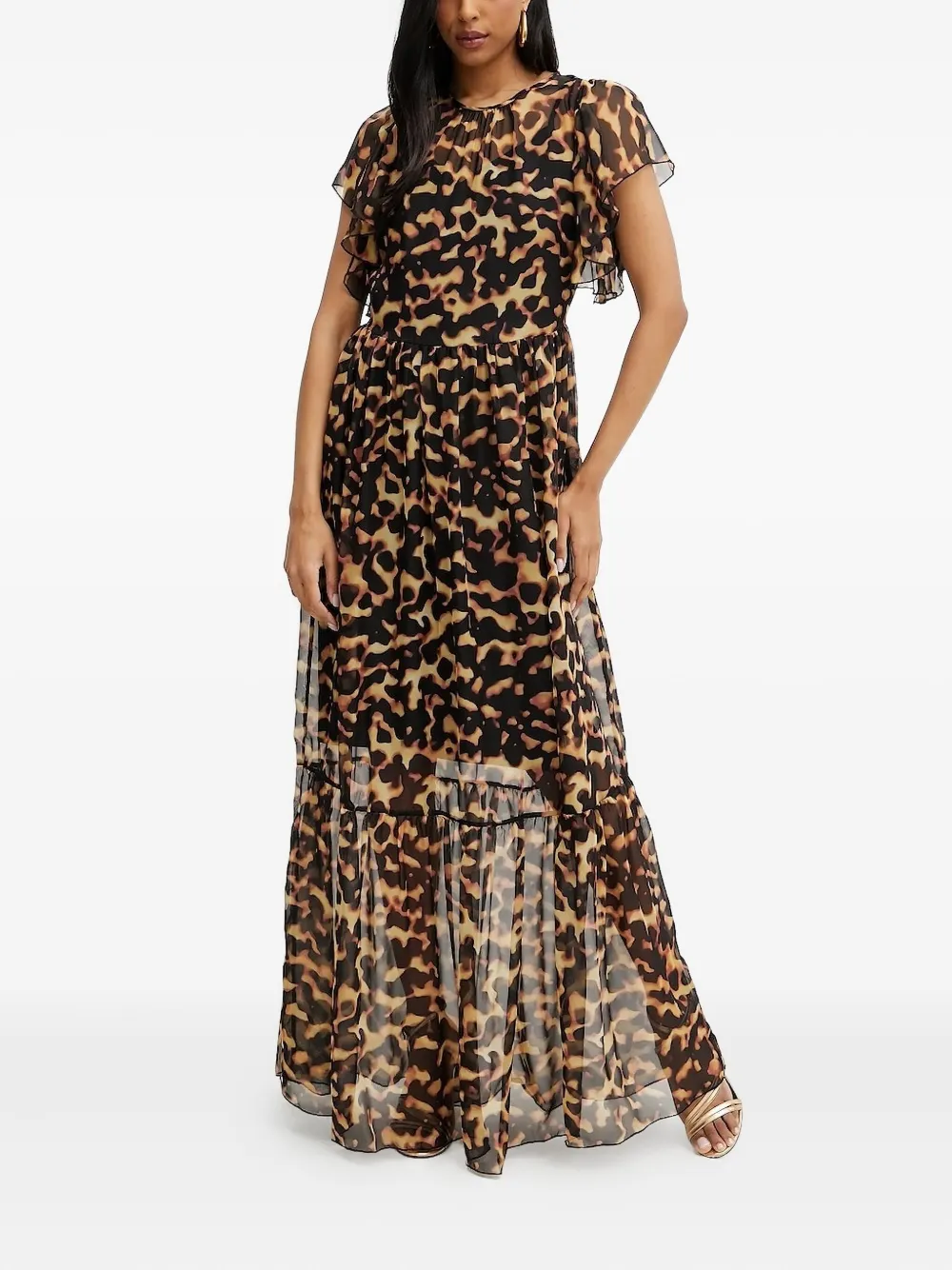 

Платье с оборками Silvian Heach, коричневый