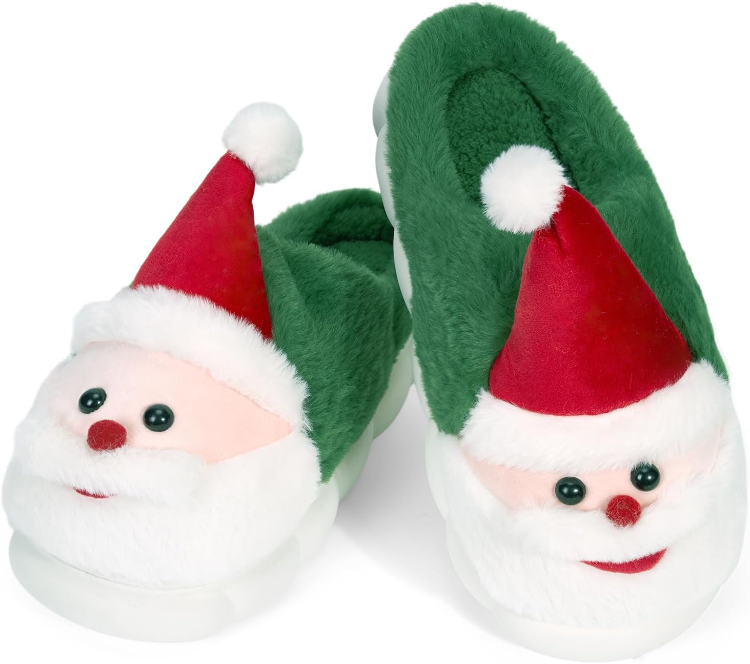 

Рождественские тапочки Bigzagger для женщин и мужчин, женские домашние тапочки с милой рождественской елкой и Санта-Клаусом, мягкие легкие тапочки для дома и улицы, зеленый