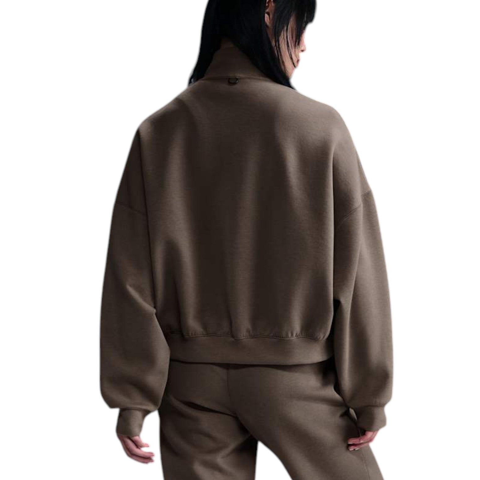 Футболка (WMNS) Nike 24.7 ImpossiblySoft Dri-FIT 1/2-Zip T-shirt Oversized Fit 'Mink Brown' — фото 3