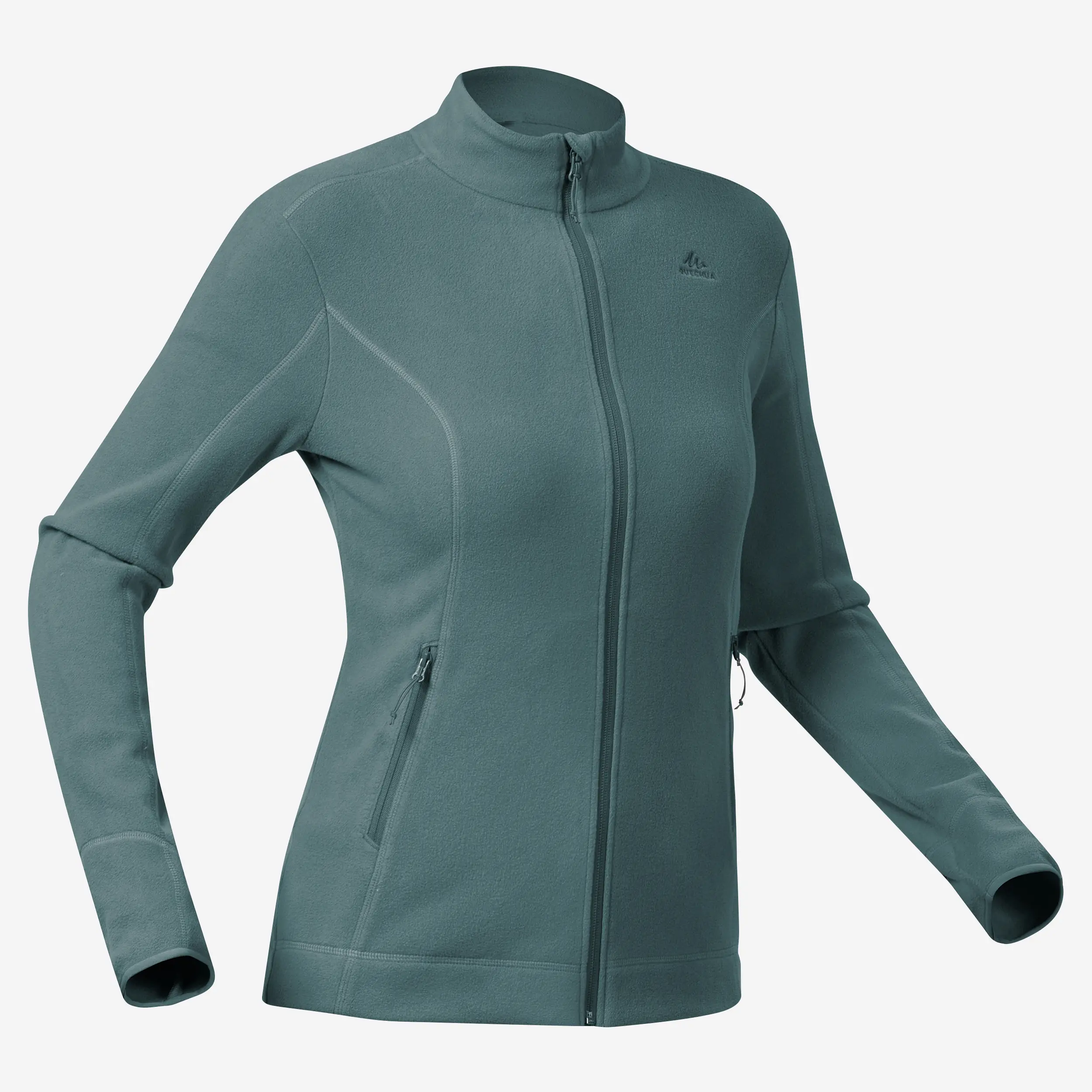 

Женская флисовая утеплённая туристическая куртка Quechua MH100 зелёная