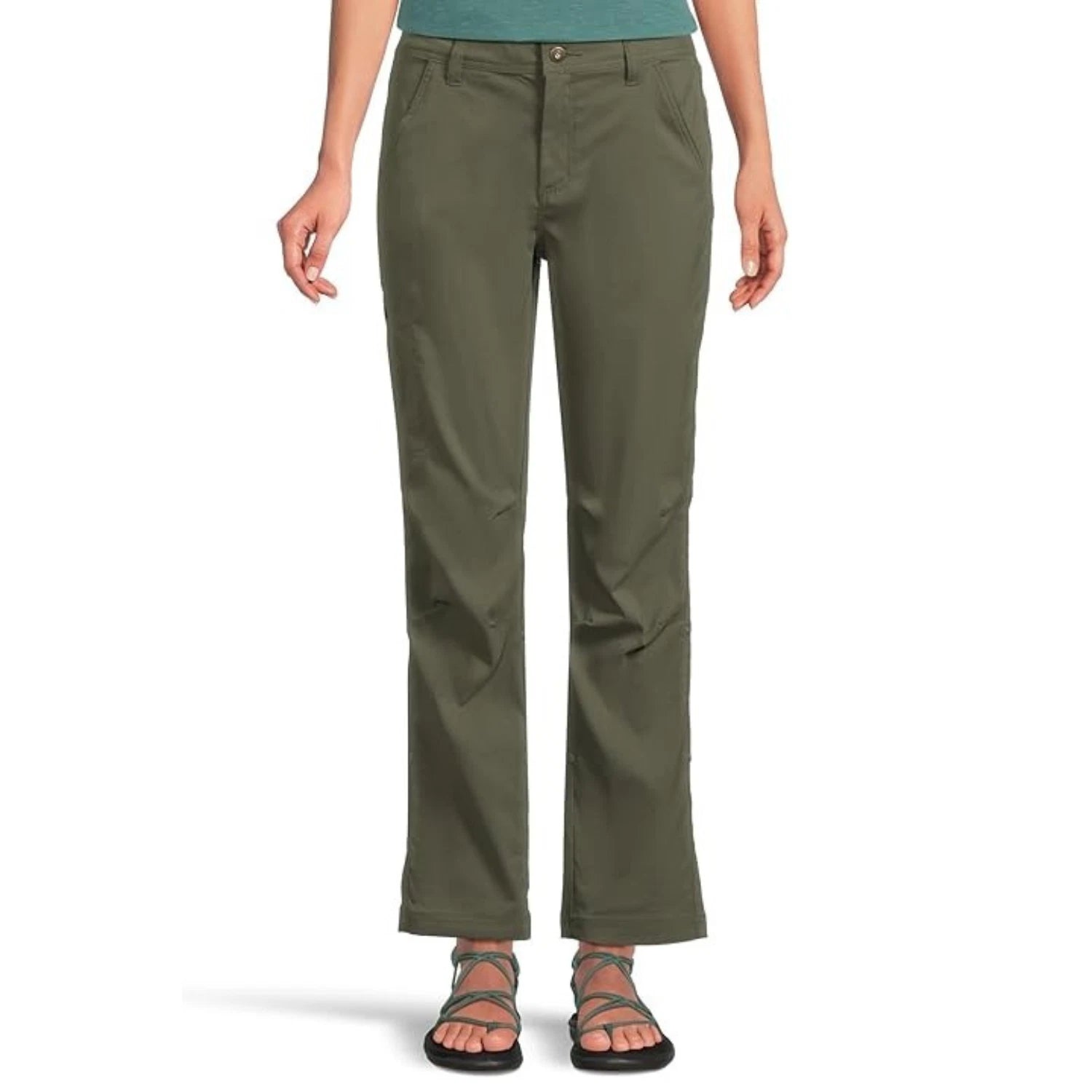 

Женские брюки Prana Stretch Zion, цвет еловый, прямой крой, пять карманов, RED1252