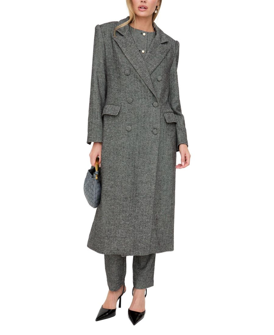 

Женское пальто Jakki с приталенным силуэтом и принтом в елочку Lily and Lionel London, Grey