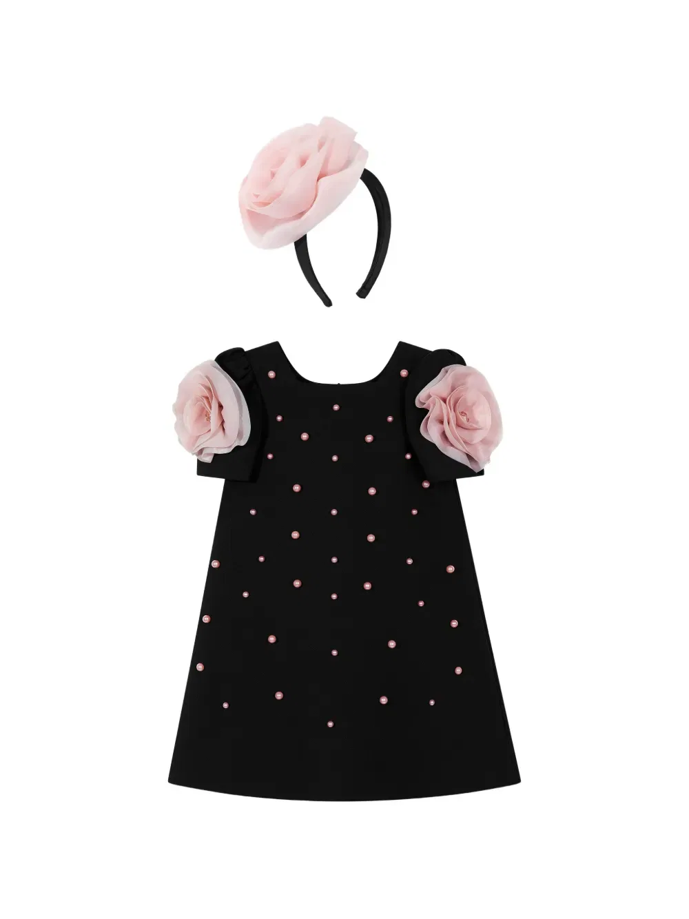 Комплект платья с аппликацией из роз Dress & Fleur, черный