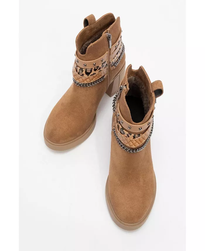 Boliva Ботильоны на платформе с цепью и пряжкой (Женские) Prologue Shoes, коричневый — фото 2