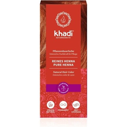 

Краска для волос Pure Henna Plant 100G — натуральная и веганская краска для волос от яркого оранжево-красного до интенсивно яркого огненно-красного цвета, Khadi