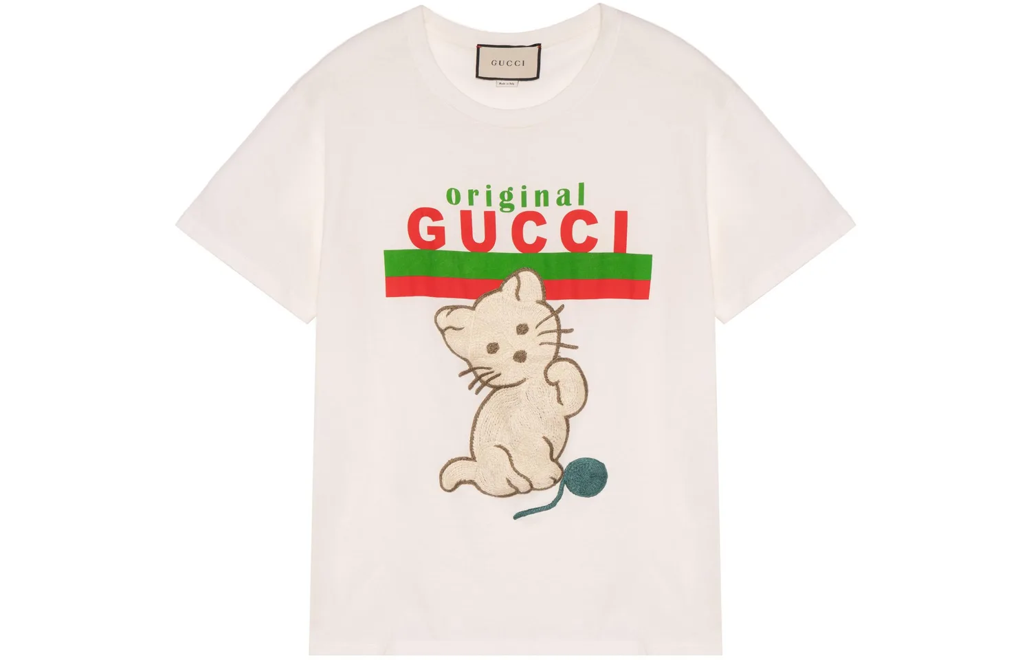 Футболка GUCCI Kitten, расслабленного кроя, экрю — фото 3