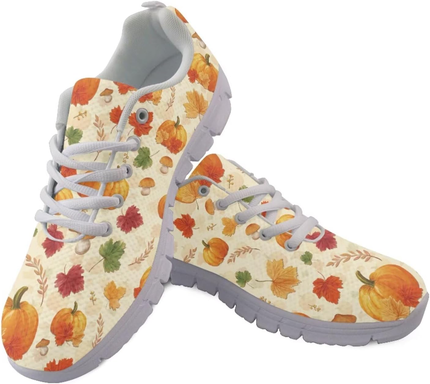 

Женские и мужские кроссовки на шнуровке, спортивные, прочные, для бега, походов и тренажерного зала, размеры США 5-15 Xixirimido, Pumpkin Maple Leaves Pattern