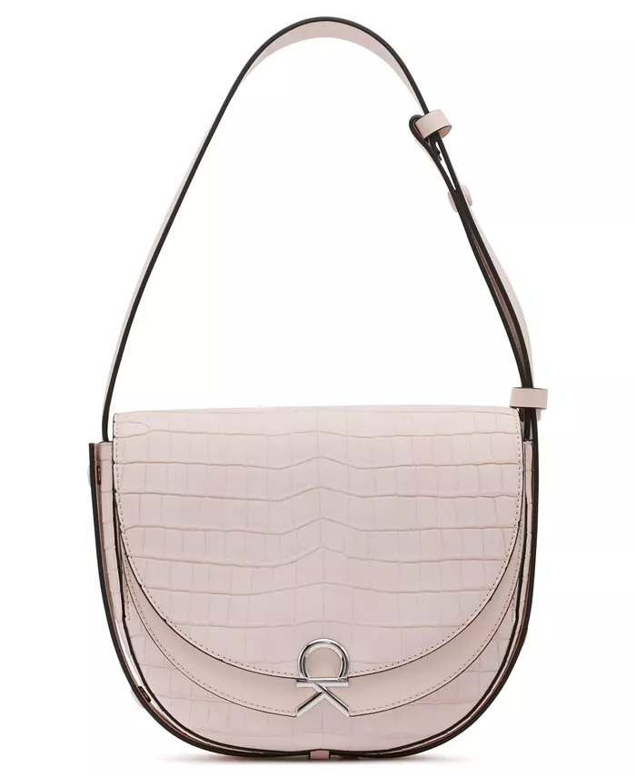 

Кожаная сумка-кроссбоди Crisell Soft Croco Saddle Calvin Klein, розовый