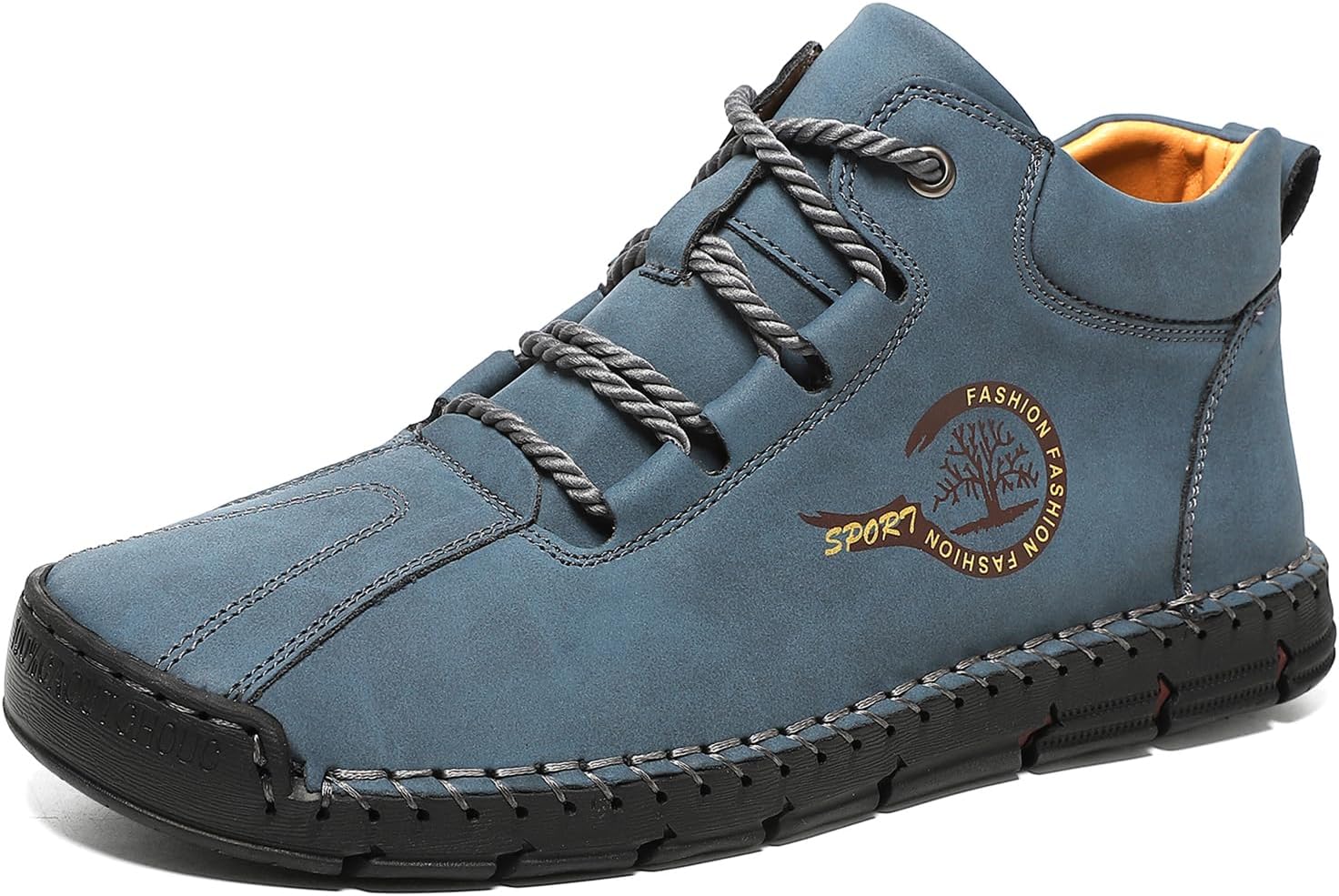 

Мужские кожаные итальянские ручной работы ботинки чукка на щиколотку, шнуровка, модные, водонепроницаемые, удобные, нескользящие, средние по высоте, короткие ботинки для улицы, прогулок, кеды Nxnbhsl, синий