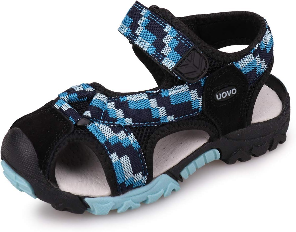

Детские сандалии UOVO для мальчиков, походные спортивные с закрытым носком, пляжные летние сандалии для мальчиков, быстросохнущие, черный/синий