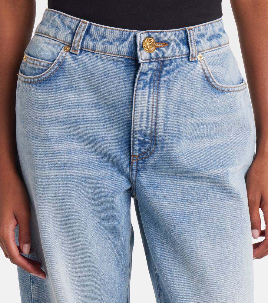 Джинсы с широкими штанинами средней посадки Balmain, Blue Jean Delave — фото 4