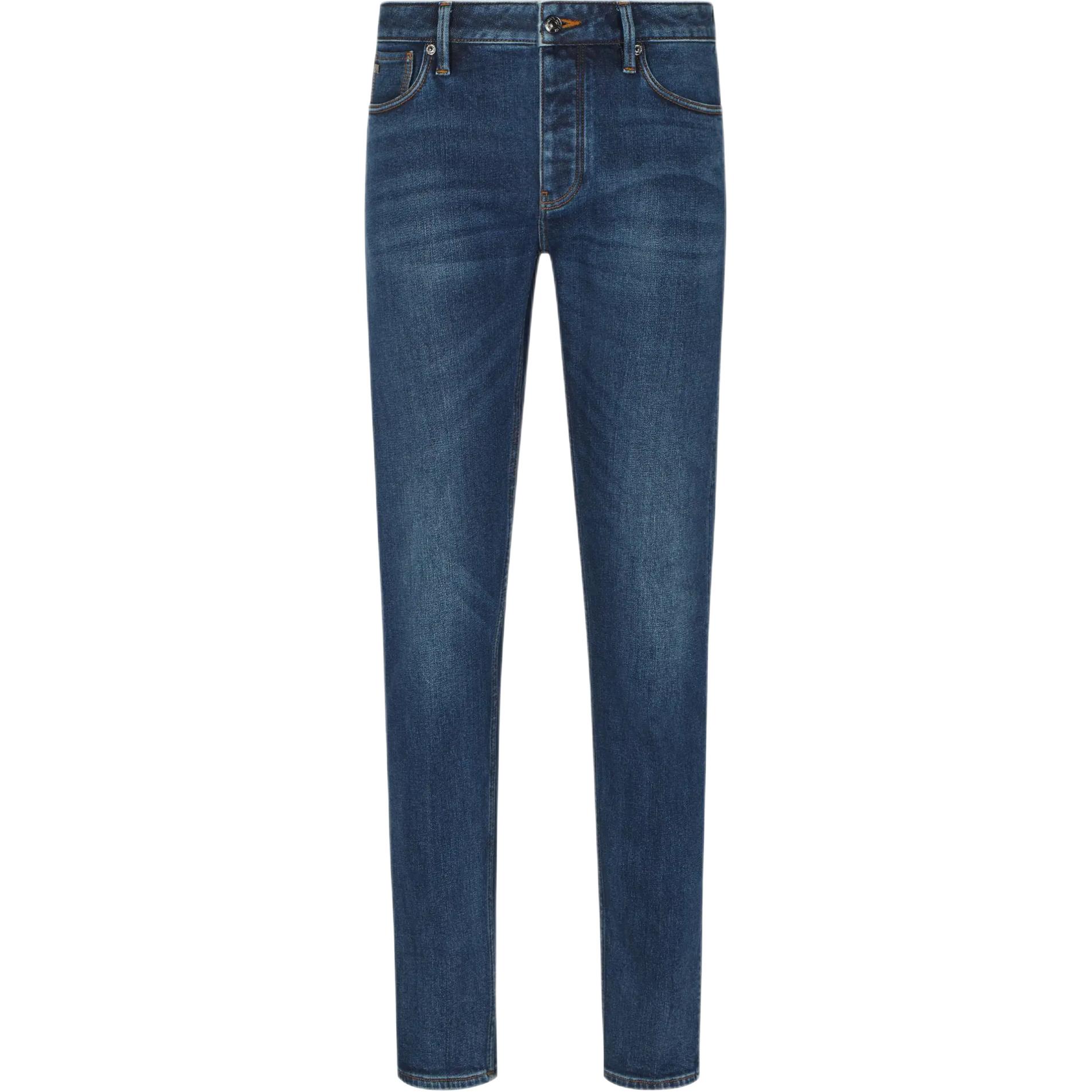 

Джинсы Asv J75 slim fit в каменной стирке, щеткой обработанные, стрейч деним EMPORIO ARMANI, темно-синий