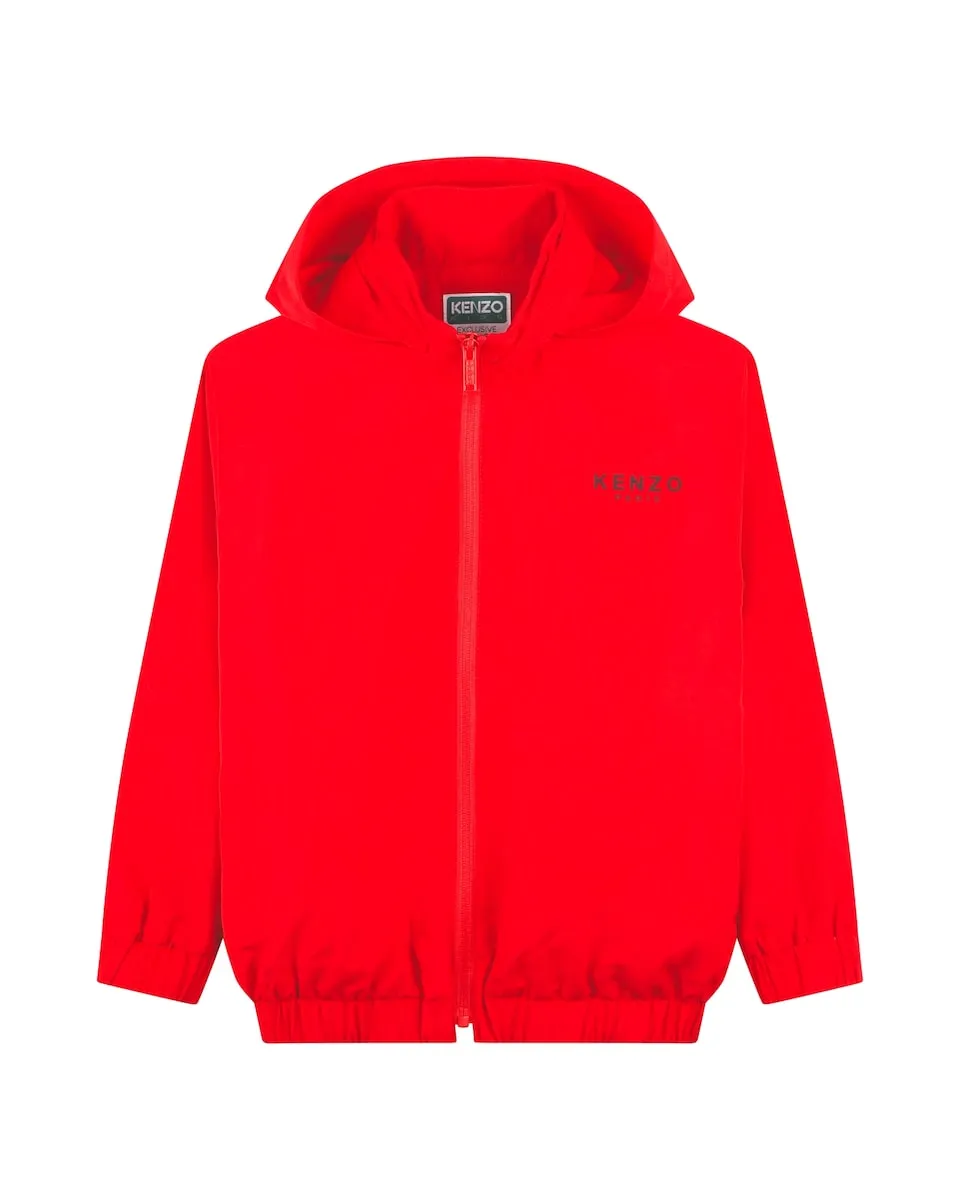 

Ветровка с капюшоном и принтом на спине Kenzo Kids, красный