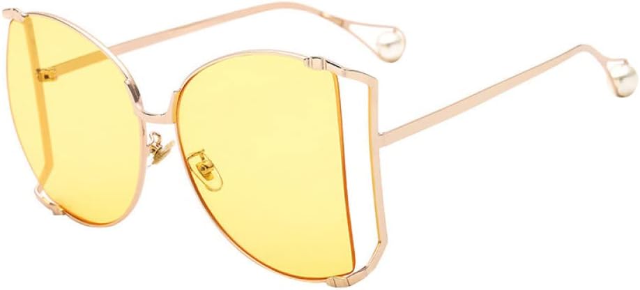 

Крупные женские солнцезащитные очки с жемчужным блеском, полуободковые женские солнцезащитные очки большого размера, женские солнцезащитные очки с прозрачными линзами generic, Yellow