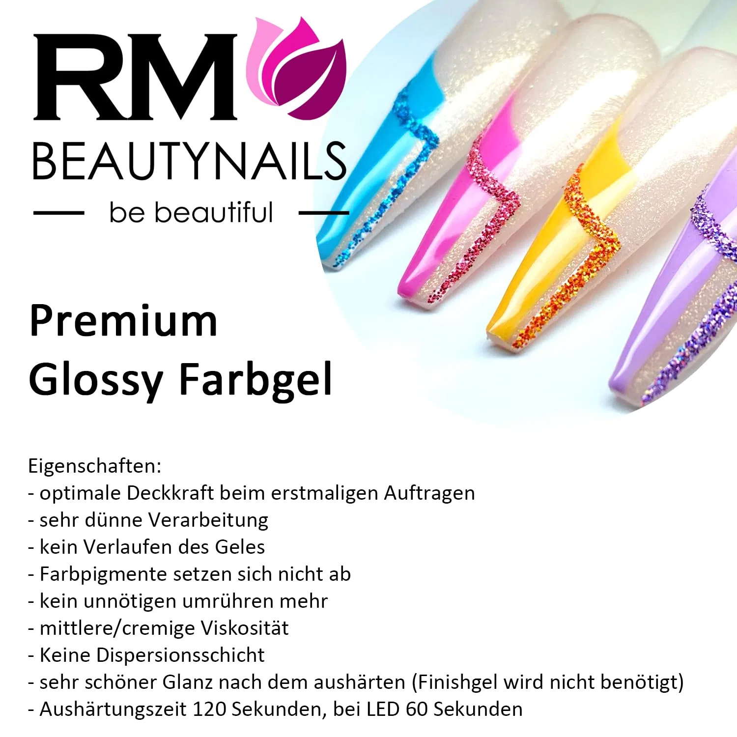 Черный УФ-гель для ногтей RM Beautynails без липкого слоя (5 мл) Rm Beautynails, Blackhole — фото 3