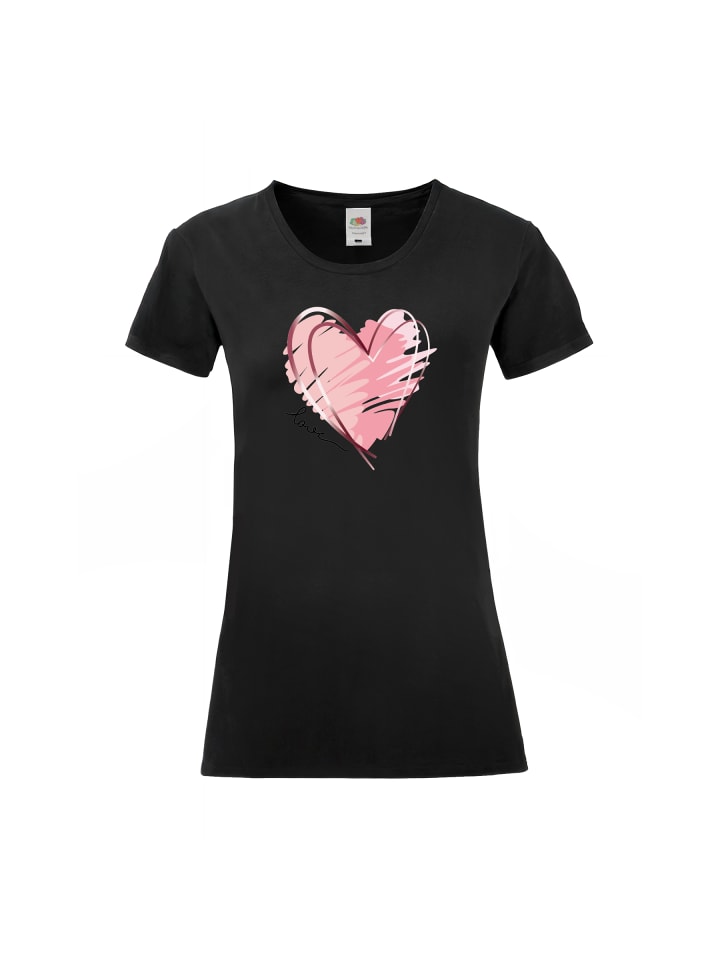 

PAULGOS Женская футболка, с изображением сердечка, черного цвета, Черный, PAULGOS Женская футболка, с изображением сердечка, черного цвета