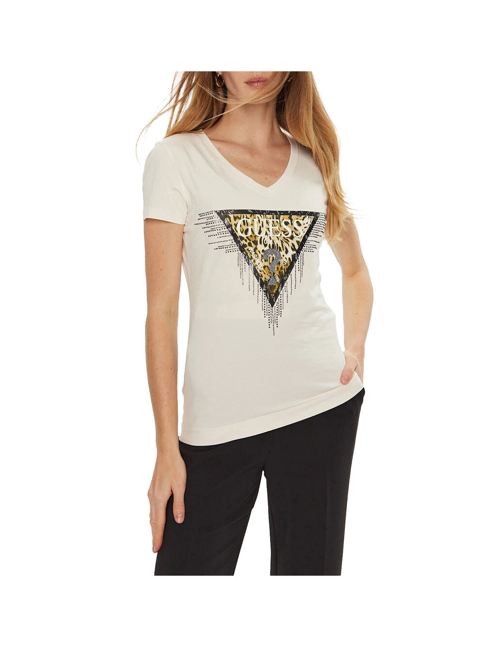 

Кремовая женская футболка Guess