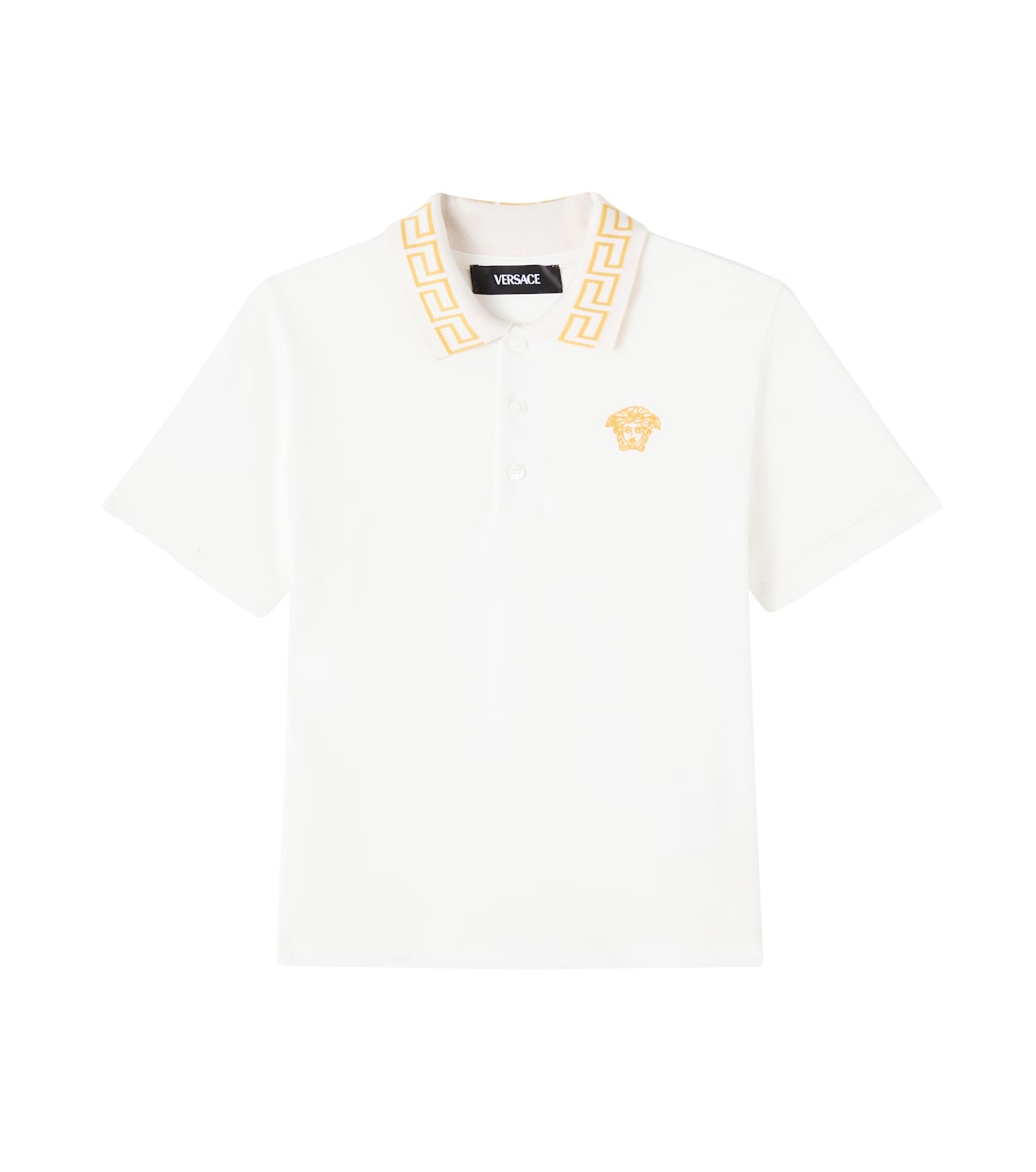 

Хлопковая пике-поло Greca Versace Kids, White+Gold