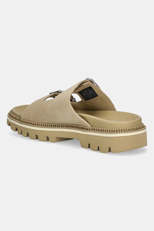 Замшевые шлепанцы Double strap sandal suede Tommy Jeans, бежевый — фото 3