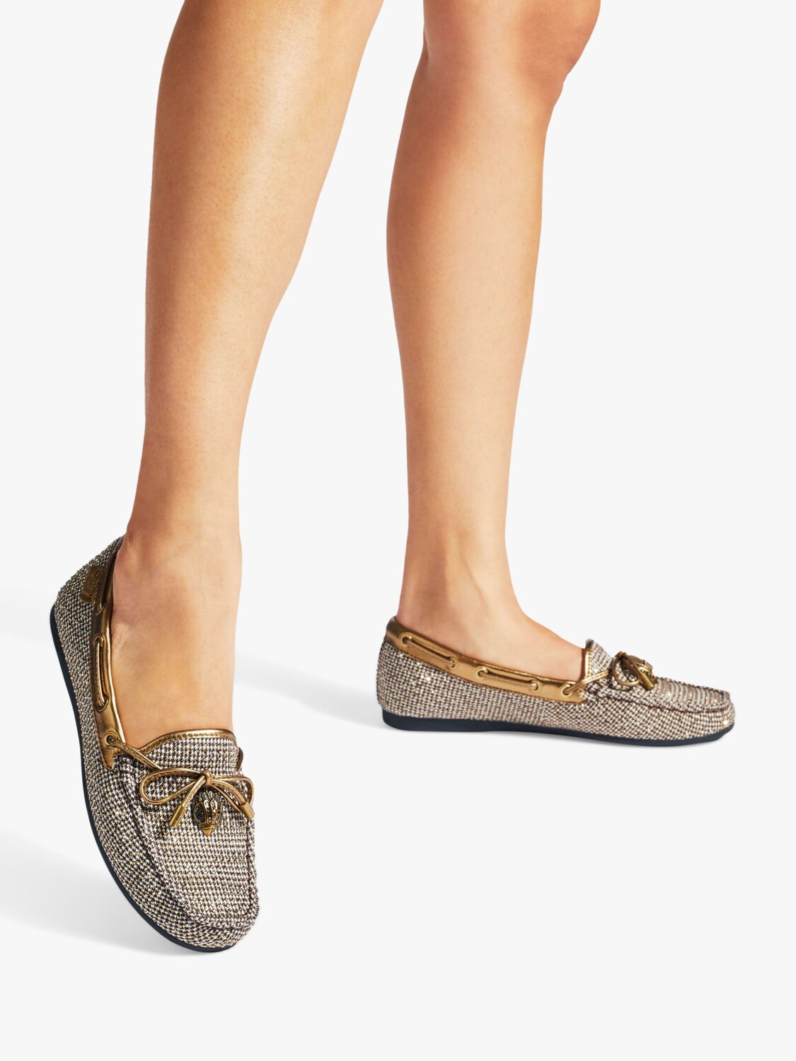 Мокасины с орлом Kurt Geiger London, натуральный бежевый/гусиные лапки — фото 4