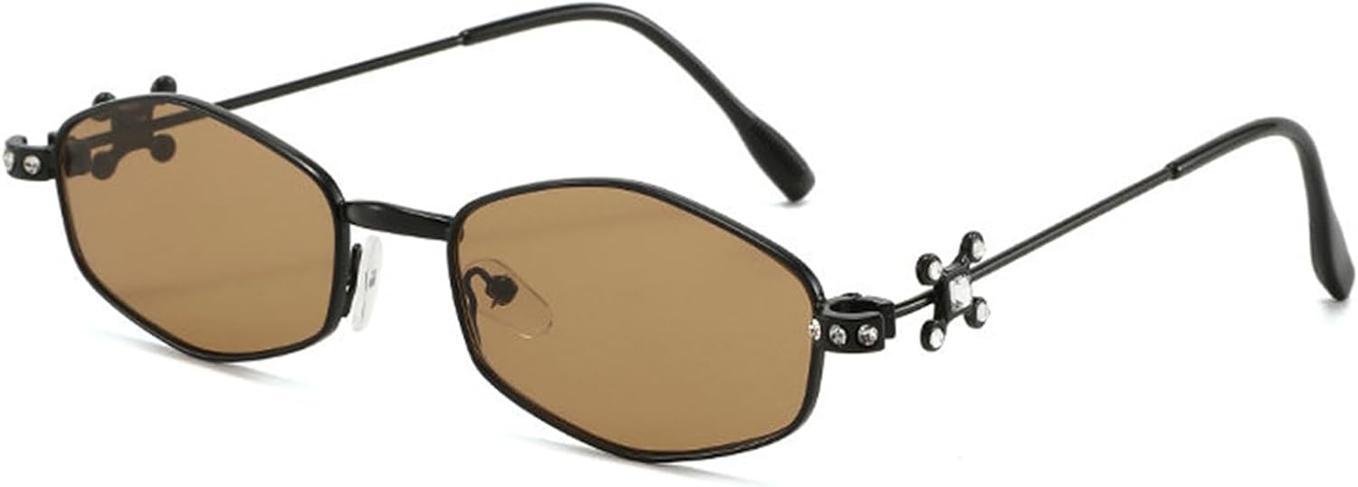 

Солнцезащитные очки Willochra с блестящими стразами для женщин, многоугольные солнцезащитные очки, модные солнцезащитные очки с бриллиантами, защита от ультрафиолета UV400, металлические очки, C5