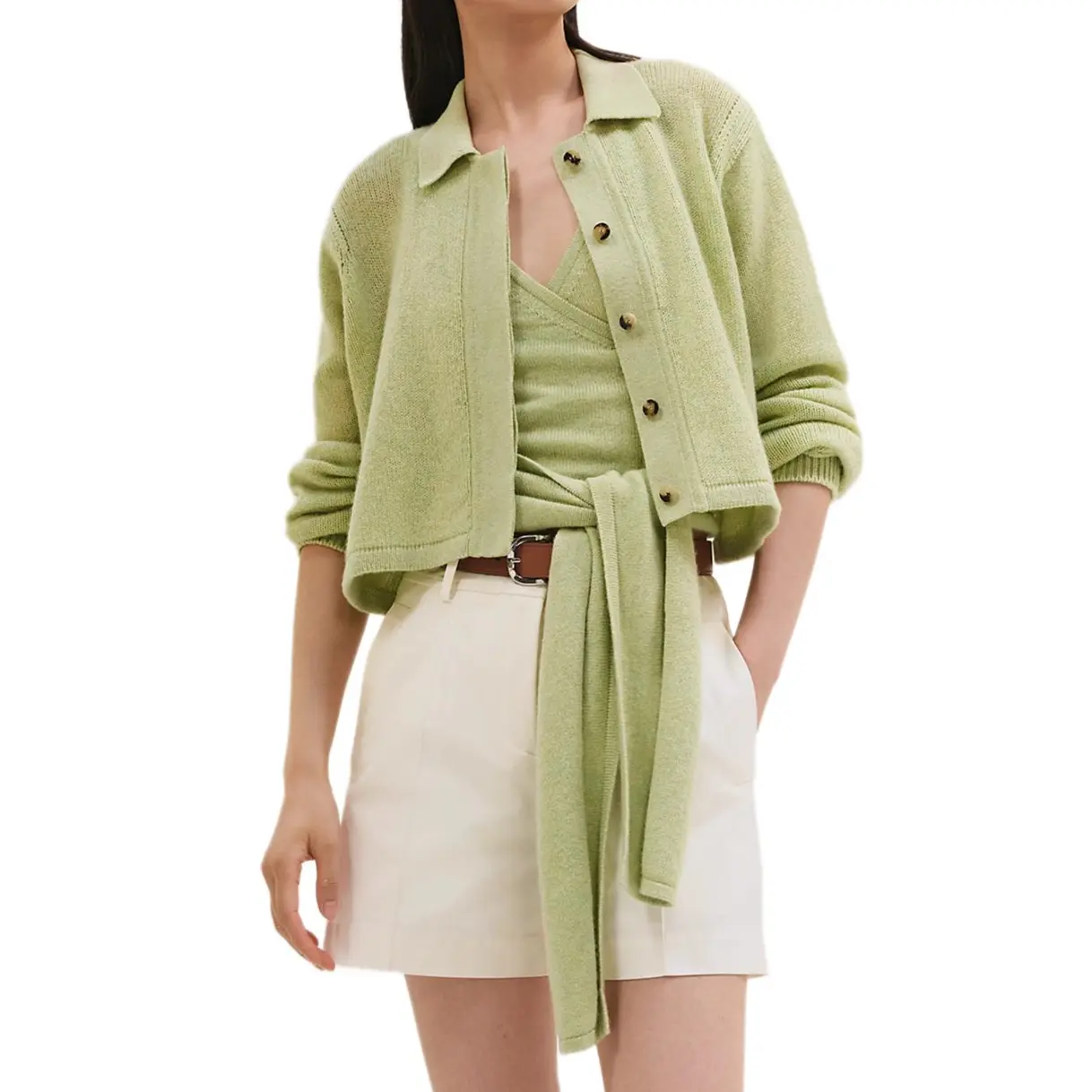 

SS25 Кашемировый свитер женский HERMES, светло-зеленый