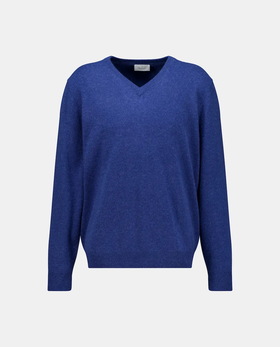 

Мужской джемпер с V-образным вырезом, однотонный, из кашемира Emidio Tucci, голубой